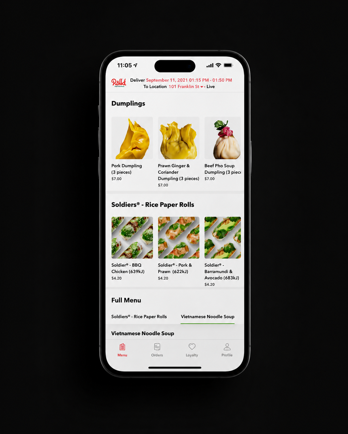 Roll'd Vietnamese — Well-structured food ordering app