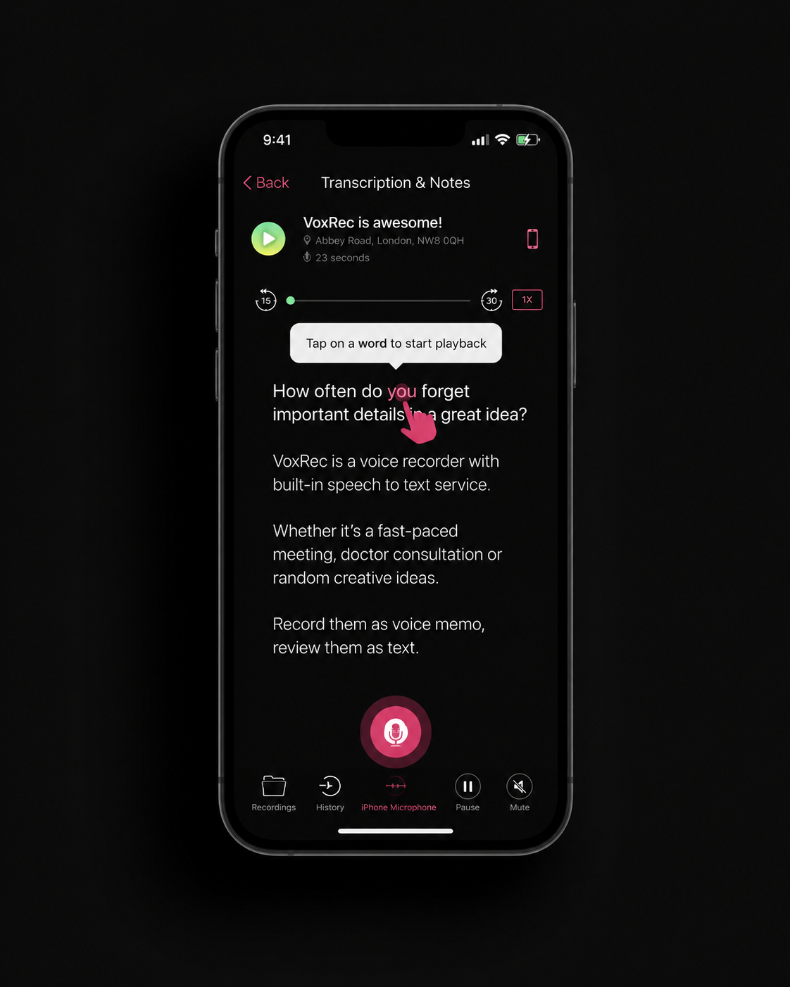 VoxRec — Live Transcribe Speech & Memos